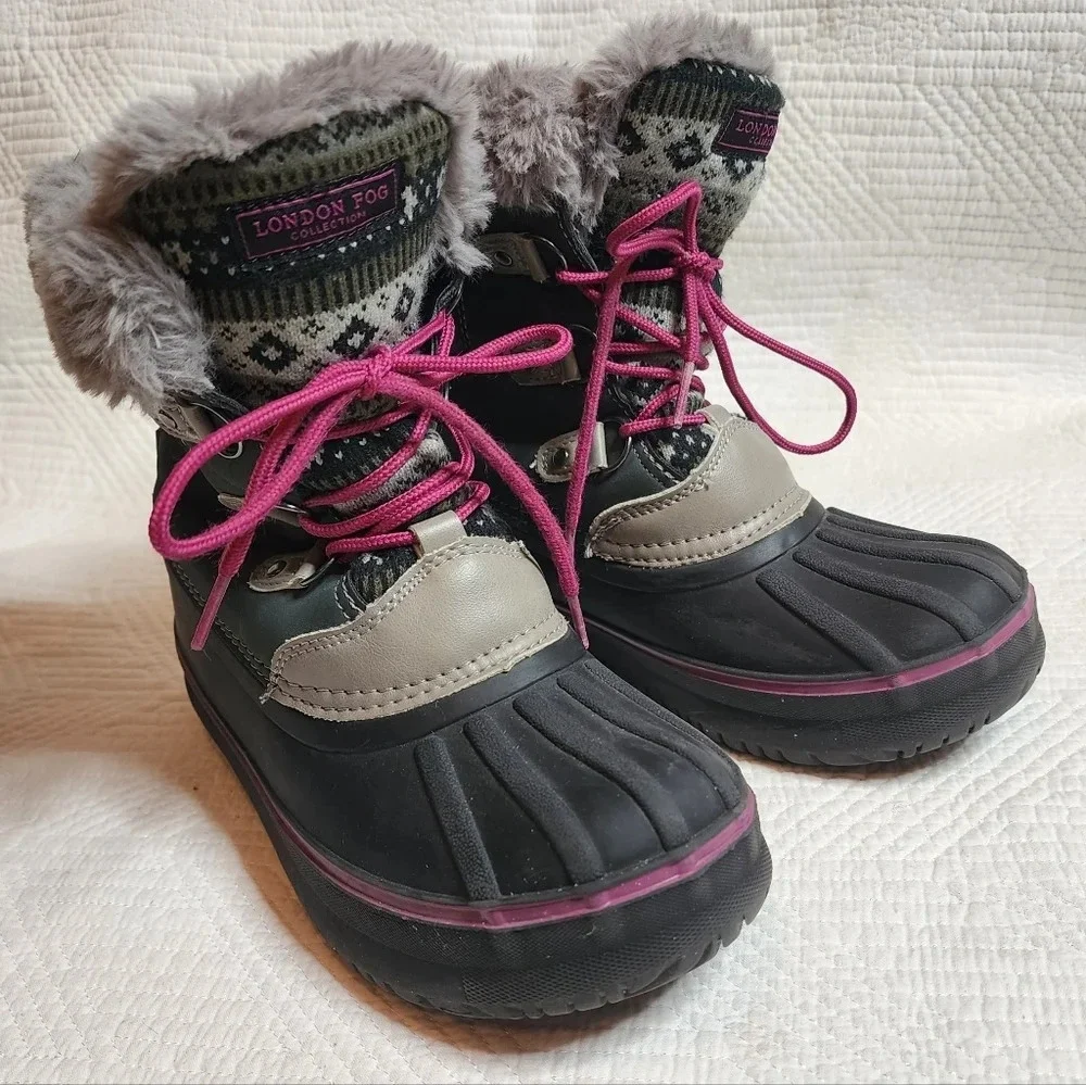 LONDON FOG Girls Tottenham Cold Weather‎ Warm Lined Snow Boot Size 4